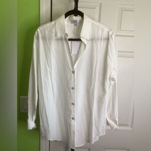 Ovi Classic White Cotton Blend Button-Down, size Medium, NWT